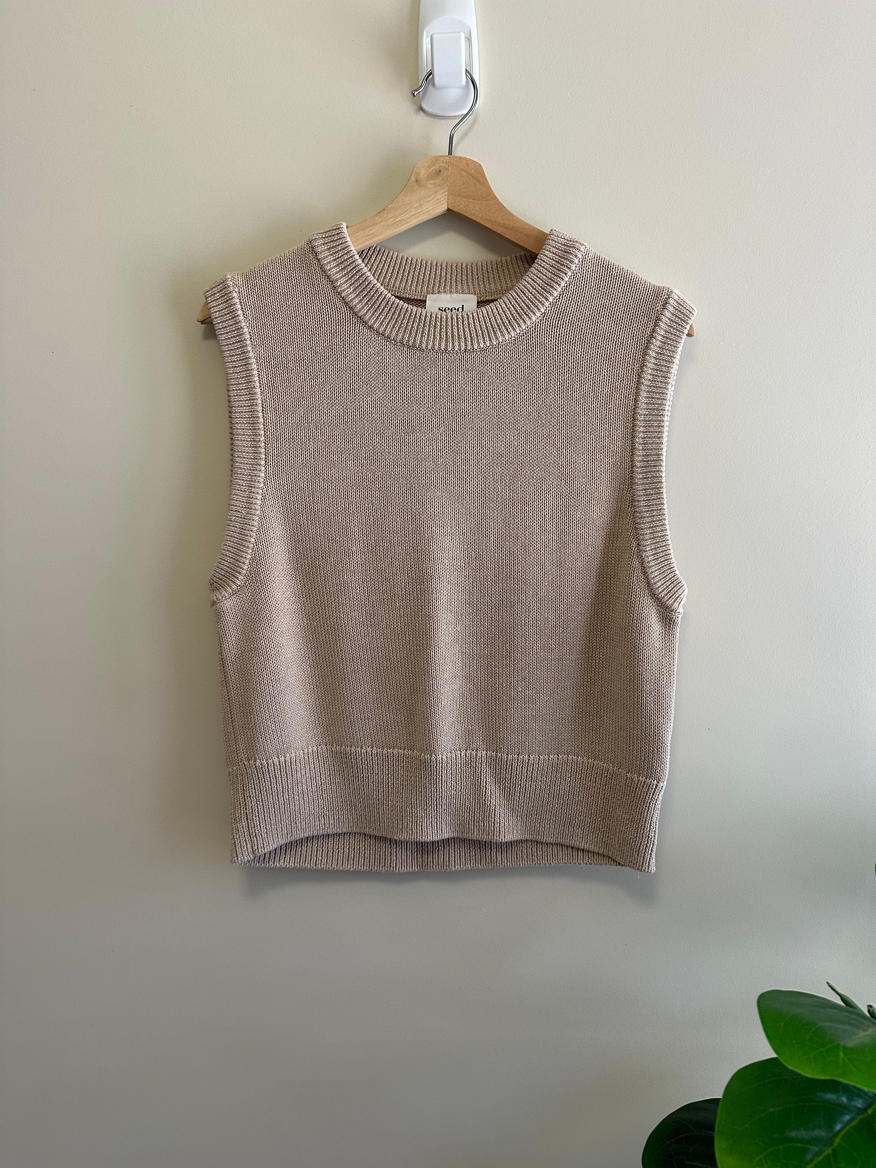 SEED HERITAGE Neutral Knit Vest — Size S