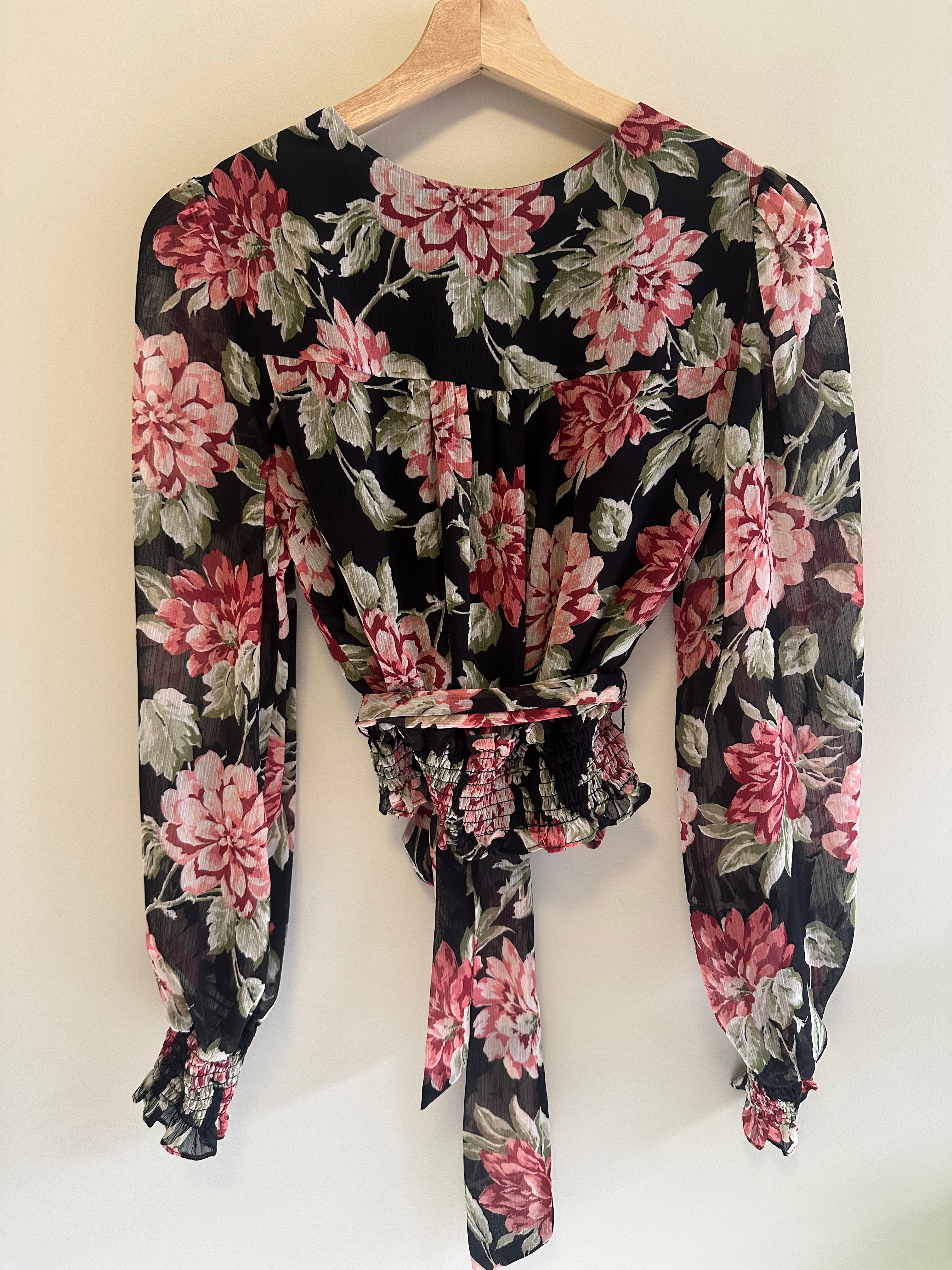 FOREVER NEW FLORAL WRAP BLOUSE — SIZE 10