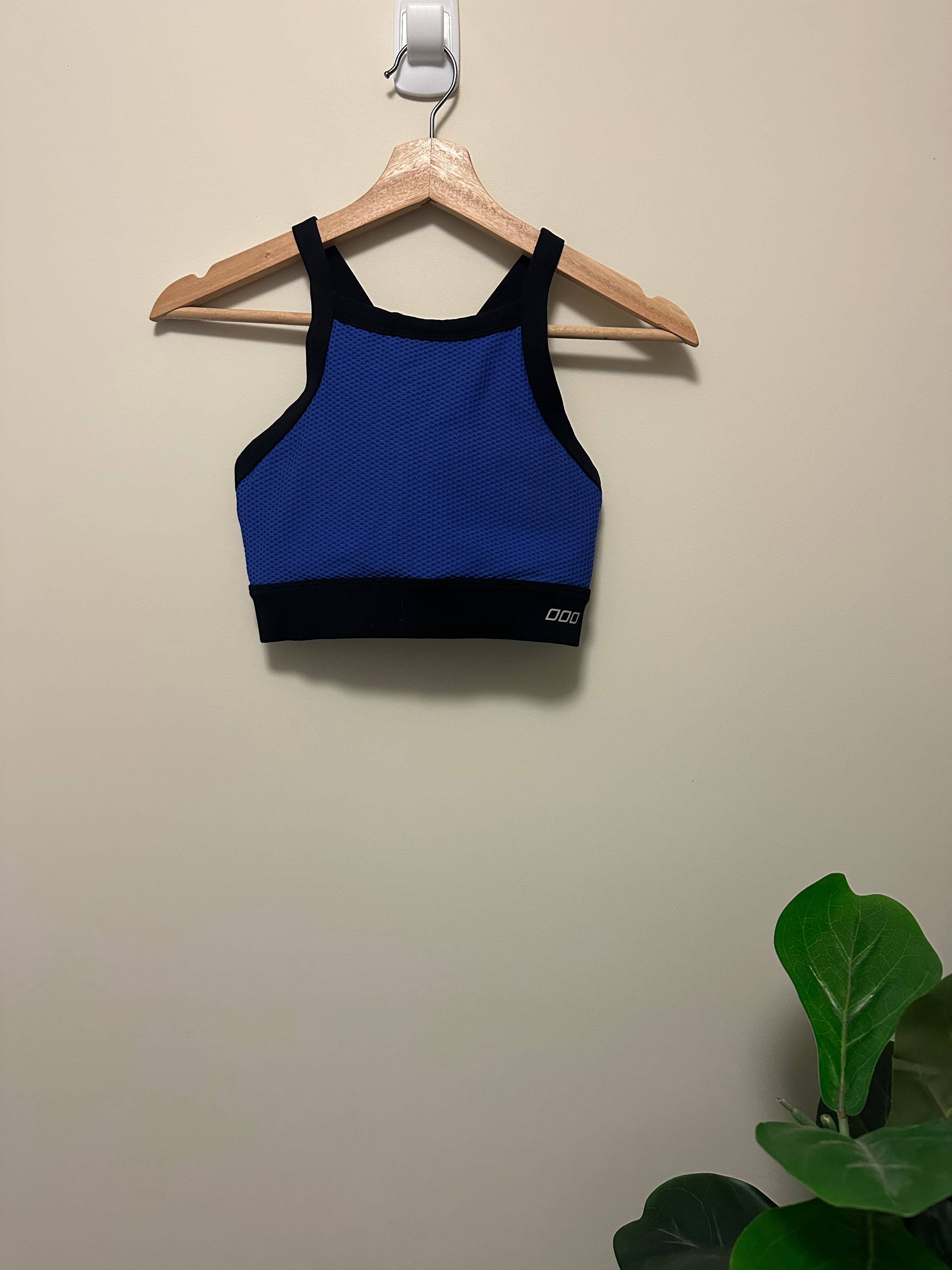 Lorna Jane Cross-Back Sports Bra – Blue & Black | Size S