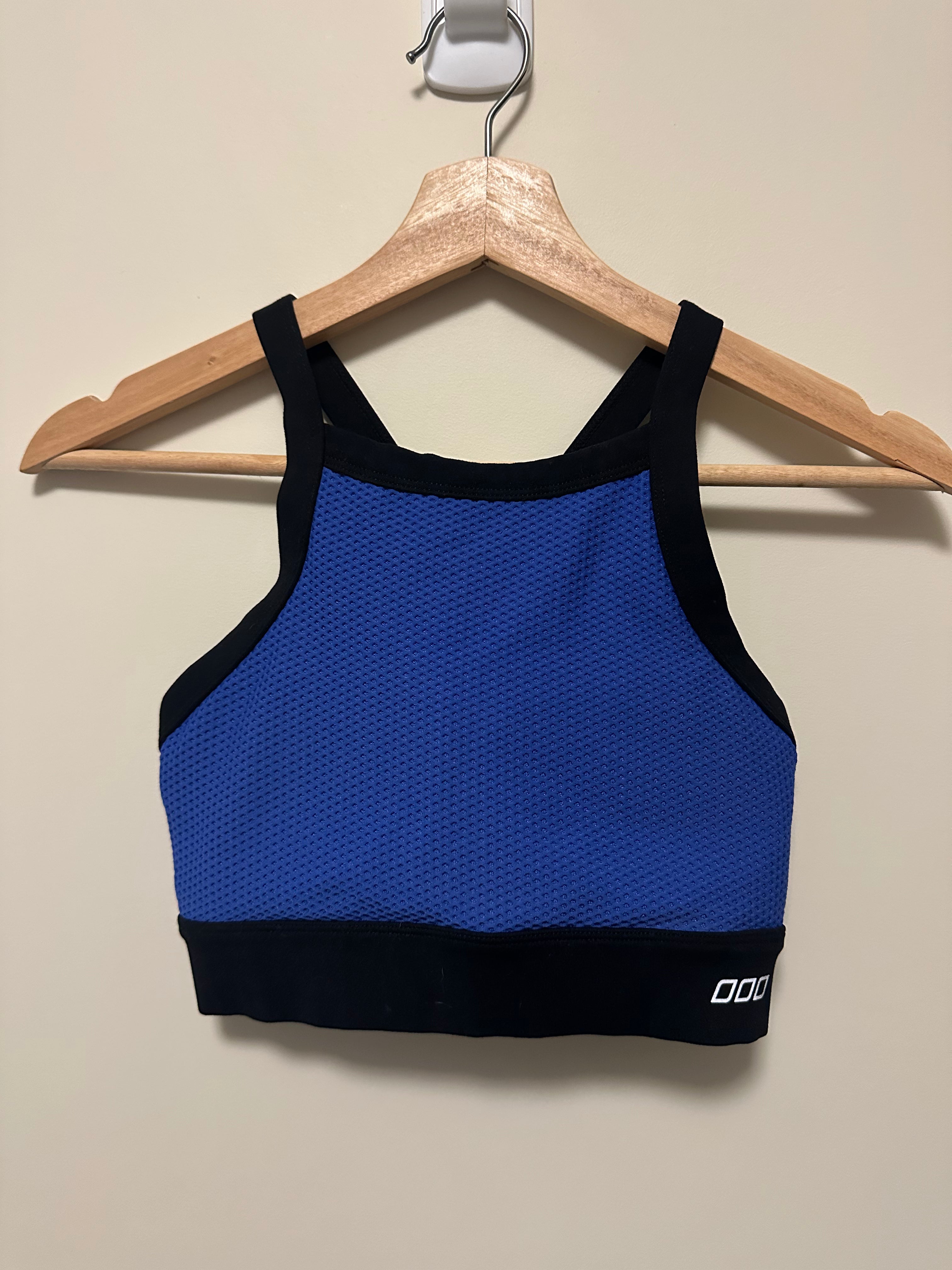 Lorna Jane Cross-Back Sports Bra – Blue & Black | Size S