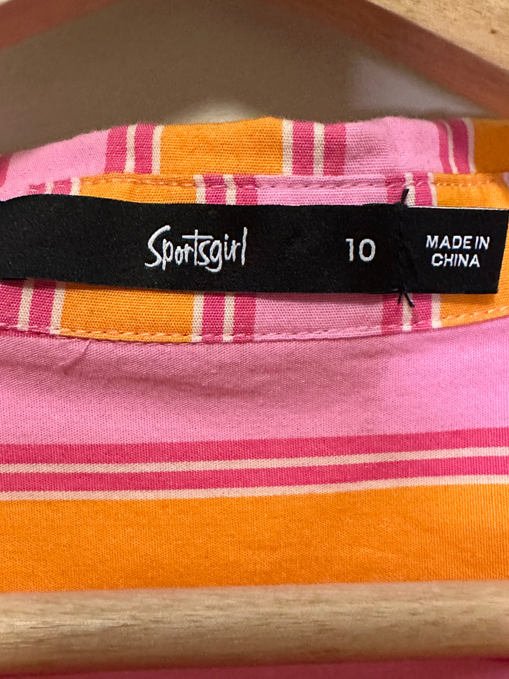 Sportsgirl Pink & Orange Stripe Shirt – Size 10