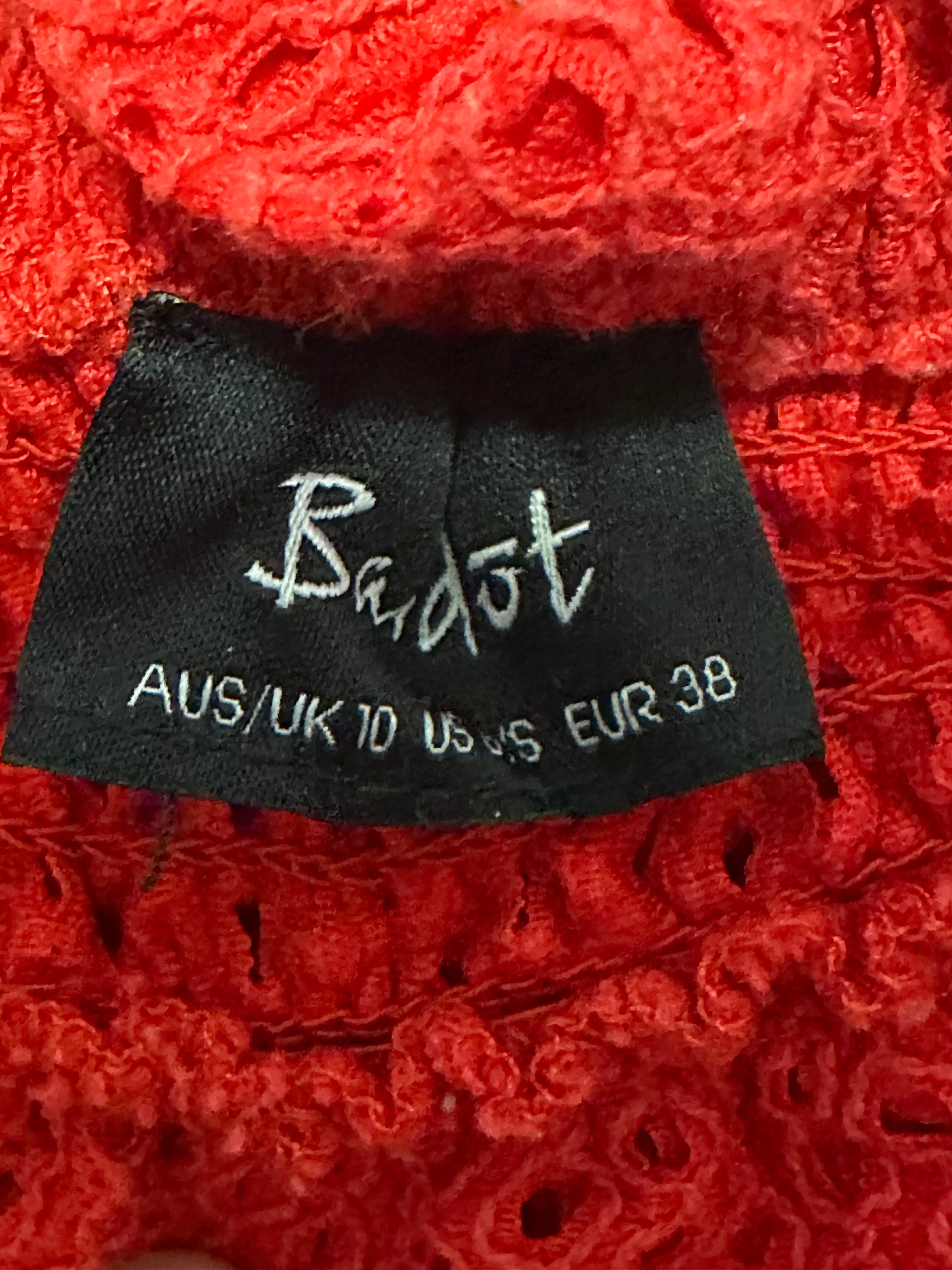 Bardot Red Broderie Off Shoulder Top – Size 10