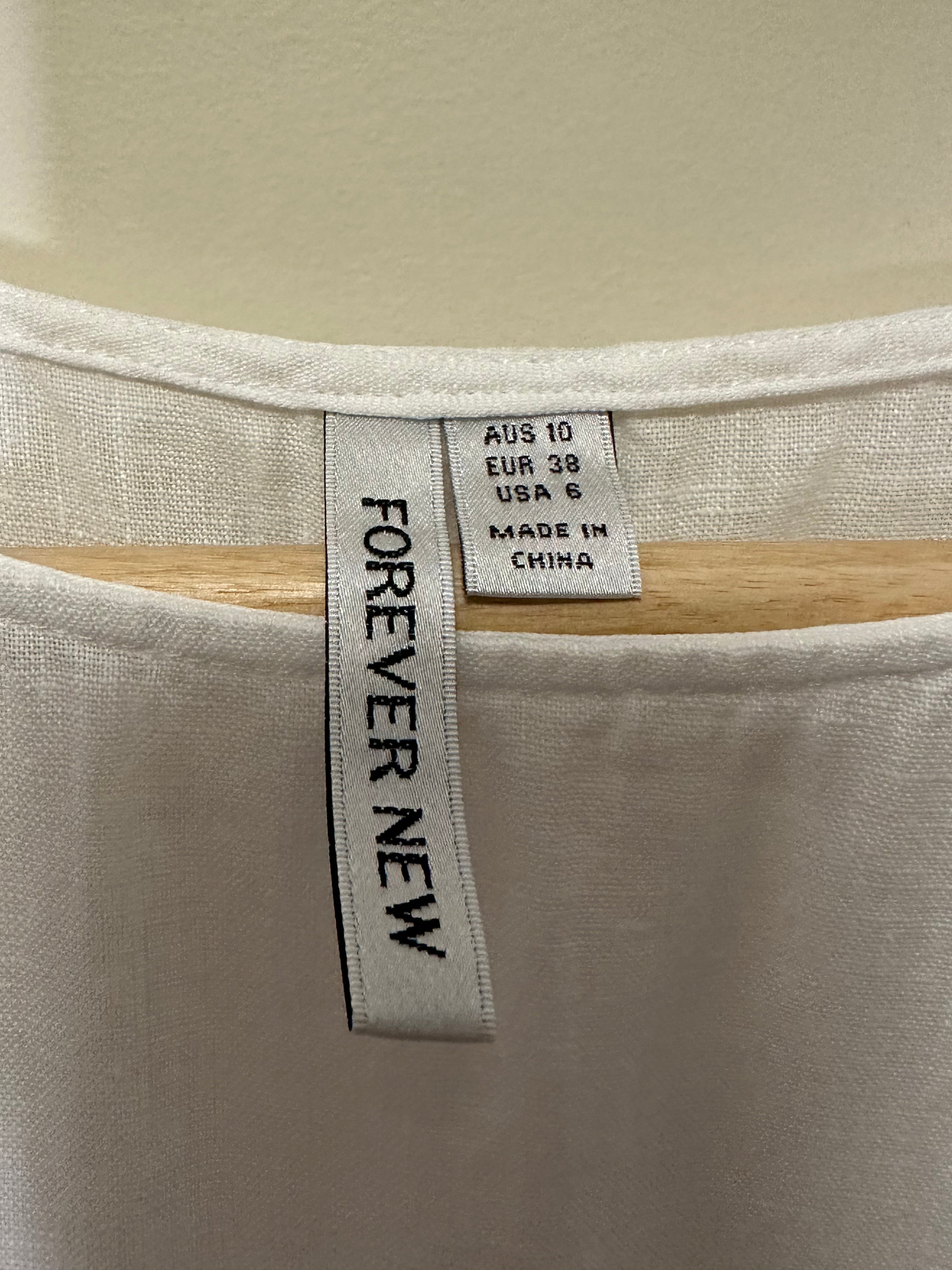 Forever New White Linen Top – Size 10