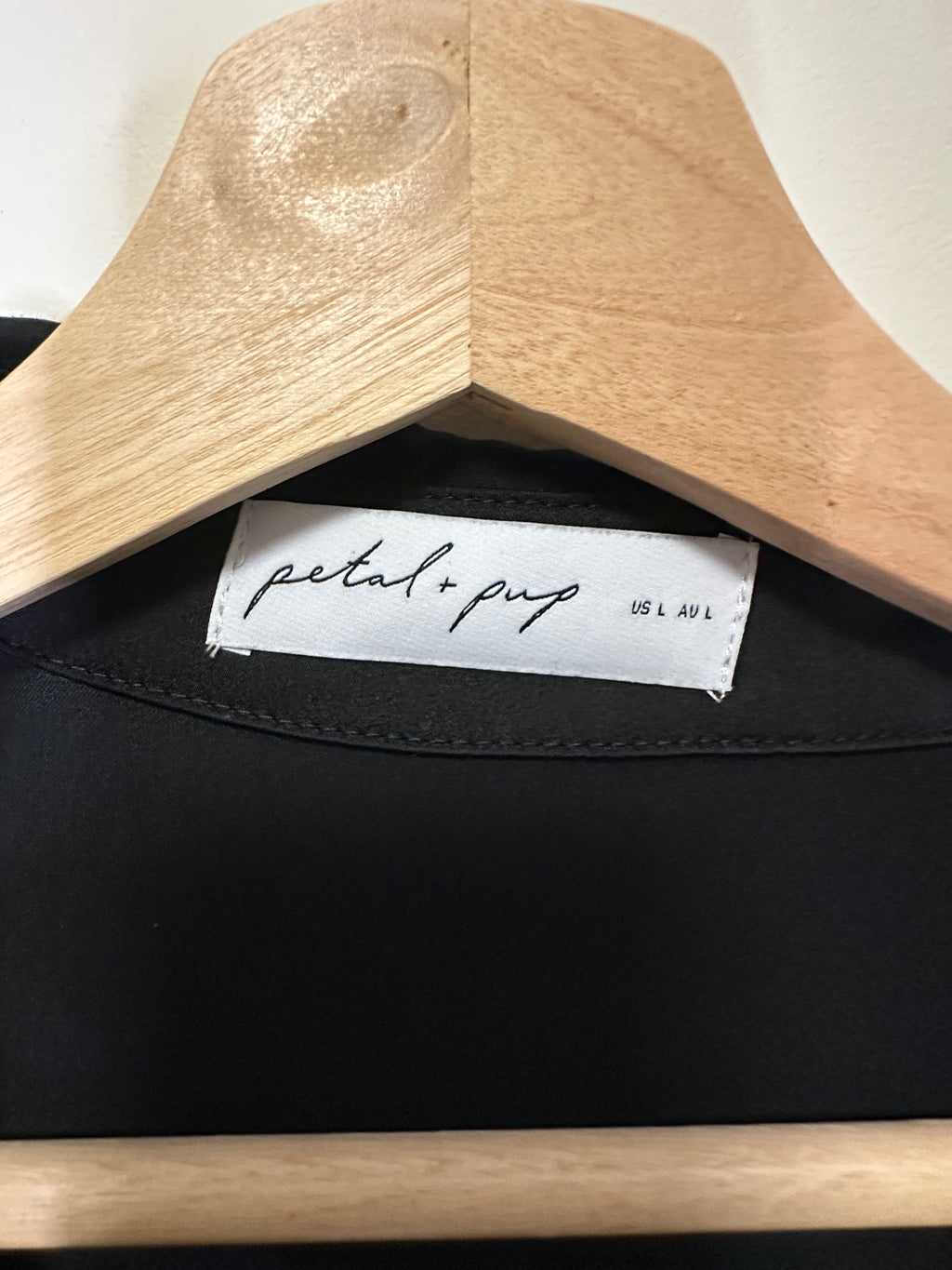 Petal + Pup black satin maxi dress – Size L