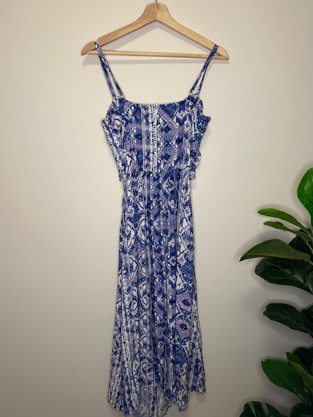 Seed Heritage Blue Print Cut-Out Midi Dress – Size 10